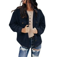 Ženski kaputi modni čvrsti jakni u boji labav džep džep corduroy jacket kaput mornarsko m