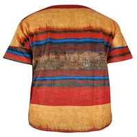 Paille Dame Tee majica kratkih rukava Stripe vrhovi okrugli ovratnik Dailywer majica narančasta 4xl