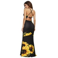 Žene O-izrez cvjetno print zastrepljene letnje ljetne večernje večernje maxi haljina ženske haljine hladno rame, s