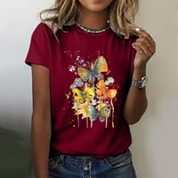 CLlios Modne košulje za dame Srce Ispiši ljetne majice Žene kratkih rukava Comfy Tee Crew vrat Ležerne prilike