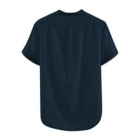 Muškarci Baggy Solid Color Top Majica Pamuk Kratki rukav Top Dugme Plus Veličina majica Casual Top Bluze