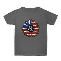 Dnevne košulje za neovisnost Žene Grafičke majice Top posada Neck Suncokret za kratki rukav Ispisuje top košulja ženske dnevne odjeće