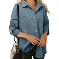 FVWitlyh Ženska majica Žene dugulja s dugim rukavima dolje Ležerne prilike plaćene flannelne košulje