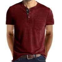 Muška modna ležerna prednja placket kratki rukav Henley majice Sliim Fit mišićni obični pamučne majice