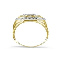 Žuti ton sterling srebrni muški okrugli dijamantski klaster modni prsten CTTW
