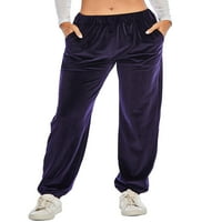 Ženske dame joggers TrackSove dno baršunaste pantalone slažu teretanu jogging znojne hlače, ljubičaste