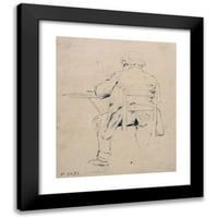 Santiago Rusiñol Crni moderni uokvireni muzej umjetnički print pod nazivom - sjedeći čovjek odozdo ležanja