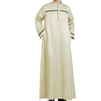 Muški majice, muški muslimanski ogrtački arapski srednji ogrtački rub s dugim rukavima izvezeni stojeći