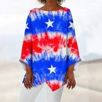 Act! Himinway Womens Ljetni vrhovi Ženski moda 4. jula Američka zastava Američka esiphinta okrugla vrata