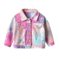 Petort Toddler Djevojka Ležerne prilična oprana pamučna jakna Ležerne prilike Lagani pamučni kaput ružičasta,