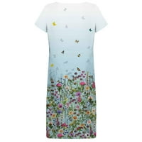 Floleo ženska haljina za čišćenje ljeta Ženska kratkih rukava haljina modnih cvijeća ispisana struka
