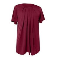 Bazyrey ženske vrhove žene čvrste boje plus veličina vrha kratkih rukava Flowy majica bluza tunika vino