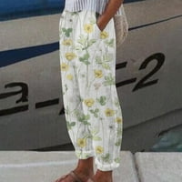 Ženske ljetne cvjetne print casual labave hlače plus veličina elastične struke konusne pantalone sa džepovima