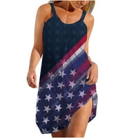 4. jula Ljetne haljine za žene američka zastava tiskana haljina bez rukava casual boho tenk haljina