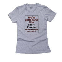Short People Rock - Trendi grafički dizajn Ženska pamučna siva majica