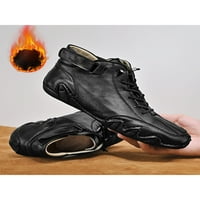 Daeful Muška stanovi ručne šivene čizme Fau kožne čizme za gležnjeve Muški ležerne cipele bez klizanja Crno, plišano obloženo 11.5