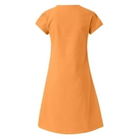 GUZOM Uskršnja haljina za žene - kratki rukav Spring Maxi haljine Crew vrat Ležerne prilike, narančasta