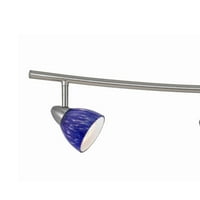 Svijetlo 120V metalna staza za lampica sa teksturiranom nijansom, srebrnom i plavom - Saltoro Sherpi