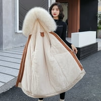 PXIAKGY zimski kaputi za žene Modni gusti pamuk s kapuljačom srednje dužine Outerske odjeće prevelike