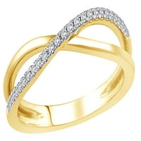 Bijeli prirodni dijamantski crossover prsten u 14k žutom zlatu