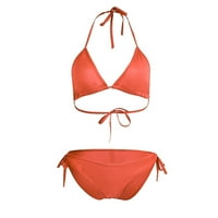 Žene dvije push up setovi plus veličine kupaći kostim kupaćim kostim bikini narandžasti xl