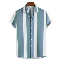 Sanbonepd Muške košulje za ruke Men Ljetni Havajski Trend Stripe s majicama s kratkim rukavima Bluza