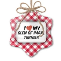 Božićni ukras Volim svoj Glen iz Imalačkog psa terijera iz Irske Red Plaid Neonblond