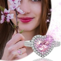 Prsten nakit Žene klasične temperamente naušnice slatko svjetlo i jednostavan dijamantski ružičasti ljubavni prsten platinati dijamantni prsten