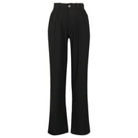 Ženske posteljine pamučne casual hlače Ljetne prozračne ravnotežne pantalone pamučne pantalone crne