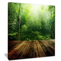 Dizajnerska umjetnost 'Zelena šuma sa zrakom svetlosti' Fotografski otisak na zamotanom platnu