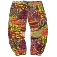 Avamo Muškarci Leisure Cvjetni print pantalone za pocrt za patchwork dno Etni stil Radni salon zelena
