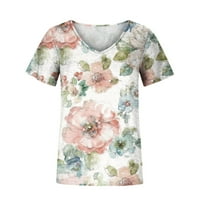 Yyeselk majice za žene trendi ljetne kratke rukave seksi v-izrez bluze udobnosti lijepi cvjetni ispis