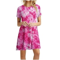 Cvjetna haljina haljina Cami haljina za žene A-line visoko-niska kratkih rukava cvjetni ružičasti xl