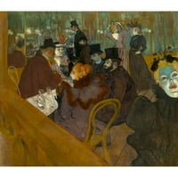 Toulouse-Lautrec, Henri de Crni moderni uokvireni muzej umjetnički print naslovljen - u Moulin Rougeu
