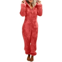 Jumpsuits za žene Žene Dugih rukava sa kapuljačom Pajamas Ležerne prilike za zimu Topla Rompe Sleep