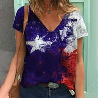 Gacuw Patriots Thirsnes Day Neevidence Slatke vrhove Moda Causel V izrez Vintage Love Bluza Kratki rukav