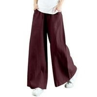 Ženske hlače Ležerni trendy džep elastični pantalone za prozračnu pamuk i posteljina