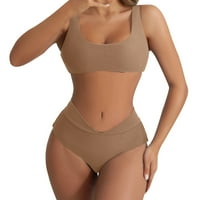 Žene ljetne čvrste boje Split Bikini High Squik kupaći kostim bikini dva seta