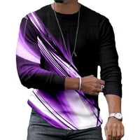 Auroural muške košulje s dugim rukavima muškarci casual okrugli vrat kratki rukav pulover linije 3D