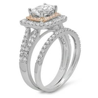 1. CT Emerald Cut originalni kultivirani dijamant VS1-VS J-K 18K bijela zlatna halo angažman vjenčani set dizajnerskog prstena BW set W Crystal boine kamenje veličine 5.5
