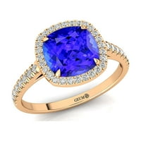 Vjenčani prsten, prirodni tanzanit, dijamant 18k čvrsti zlatni prsten, decembar roštilj, zaručnički