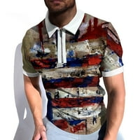 Muška košulja Muška dana za neovisnost Ljetna sportska odjeća Zipper rever kratki rukav majica casual