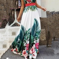 Ženske haljine Ljeto bez rukava V-izrez Sakupljajte struku Bohemian Print Maxi Ležerna haljina