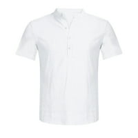 Polo majice za mušku casual bluzu pamučna posteljina majica labavi vrhovi kratkih rukava majica