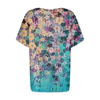 Plus veličine vrhova ljetni cvjetni uzorak bluza V-izrez kratkim rukavima udobne dresice