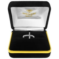 Galaxy Gold 14k bijeli zlatni originalni dijamanti Cross prsten - veličina 5.5