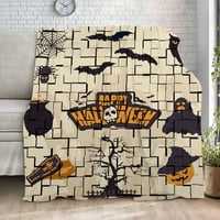 Halloween Dekorativni pokrivač-Halloween bundeve groblje pokrivač za spavaću sobu estetske, bogate boje