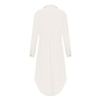 Dyegold Women Pamuk i posteljina košulja haljina dolje Ležerne prilike Maxi haljine labavi protočni