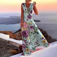 WHLBF Ženske haljine klirence maxi, modni casual ljeto bez rukava V izrezane haljine patentne košulje