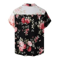 Popust Havajska majica za muškarce patchwork tasteri Ljeto plaža lagana cvjetna cvjetna ispisa, ruža s kratkim rukavima, ružičasta